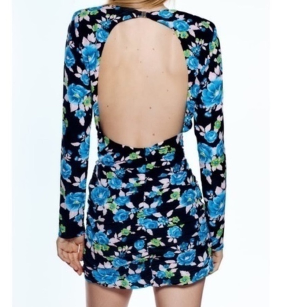 Zara NWOT Open Back Floral Dress